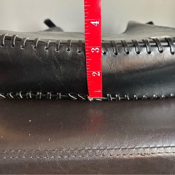 Heys Vintage ‘G Bag’ Hobo Style Black Leather Shoulder Bag Woven Seam Detail - Picture 14 of 17